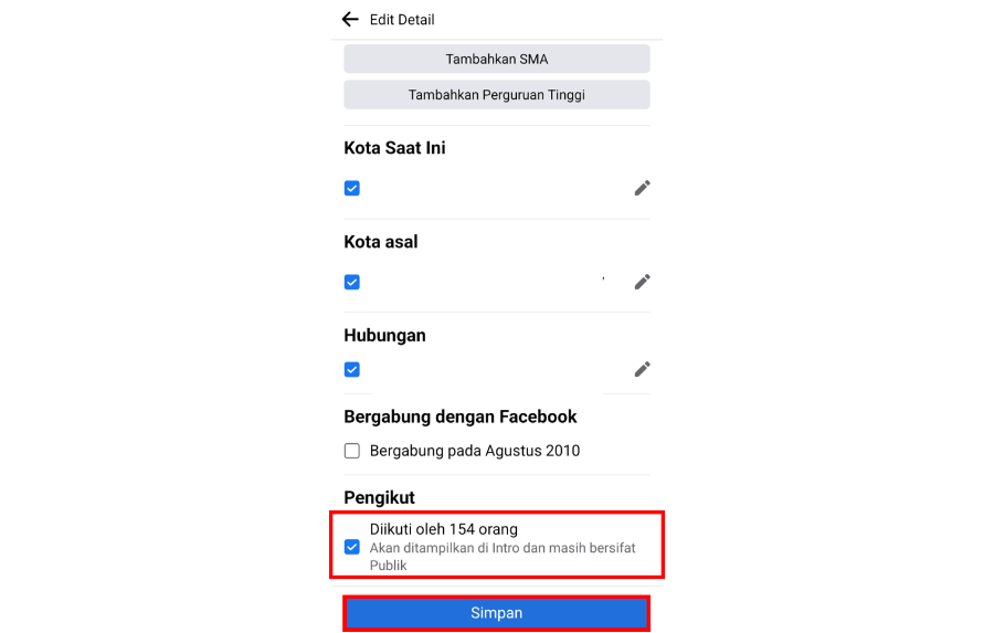 Aktifkan Jumlah Pengikut di Facebook