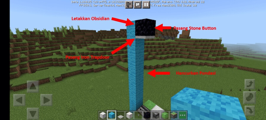 Buat Tombol Lift Turun Minecraft