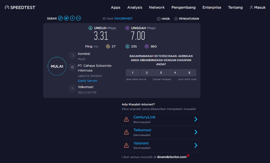 Cek Koneksi untuk Main Valorant