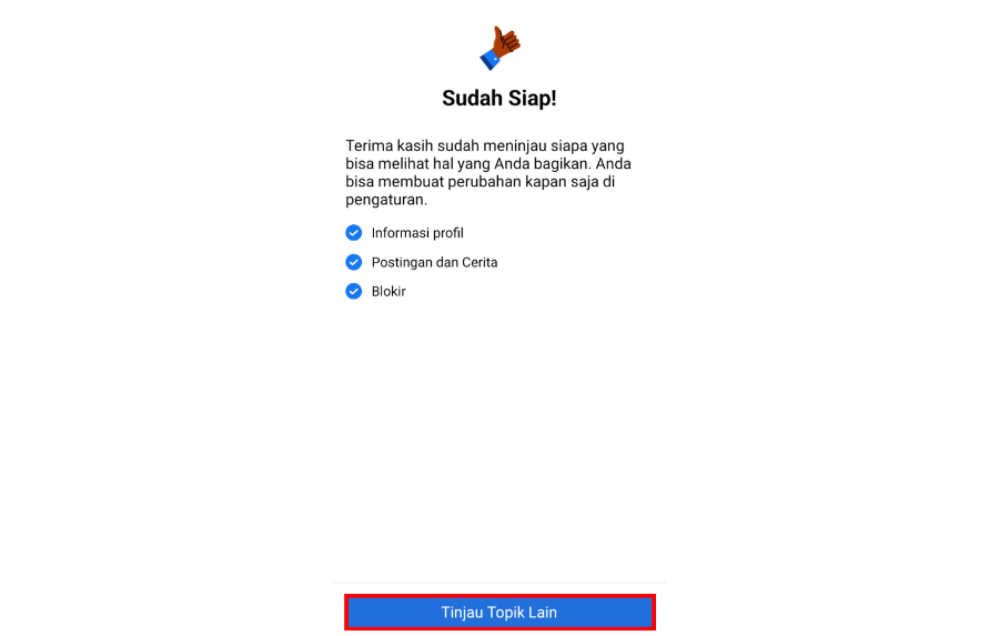 Ketuk Tombol Tinjau Topik Lain FB