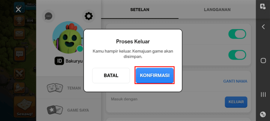 Konfirmasi Logout Akun Supercell ID