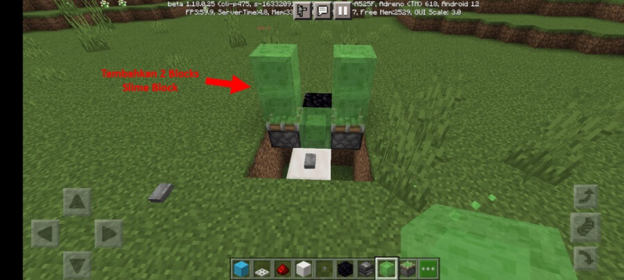 Letakkan Dua Slime Block Minecraft