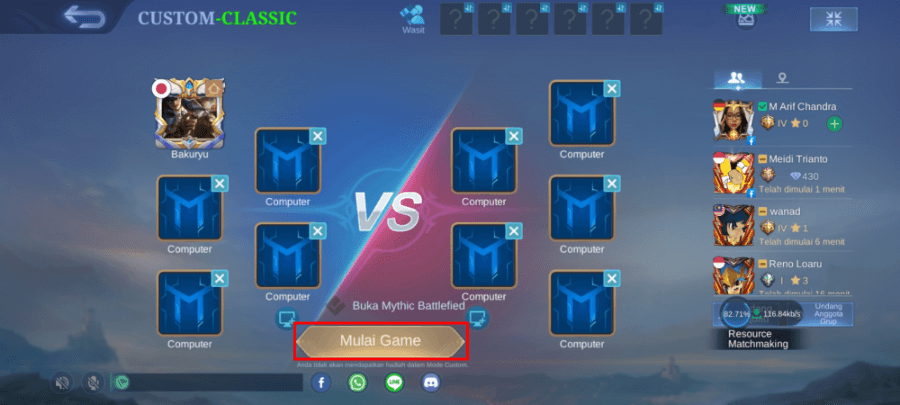 Mulai di Game Mobile Legends