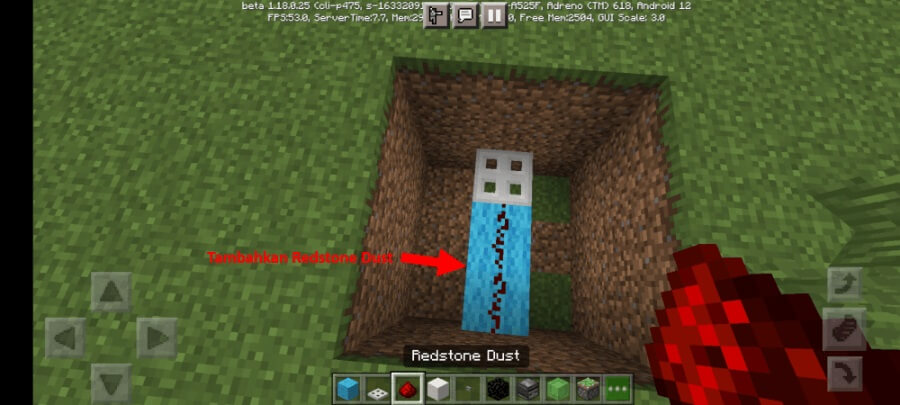 Pasang Redstone Dust Minecraft