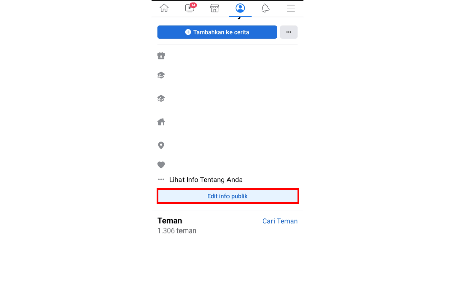 Menu Edit Info Publik Facebook