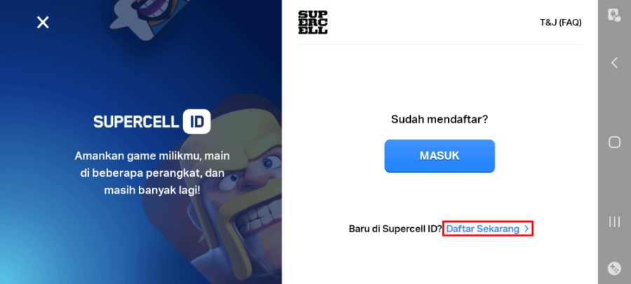 Menu Daftar Sekarang di COC