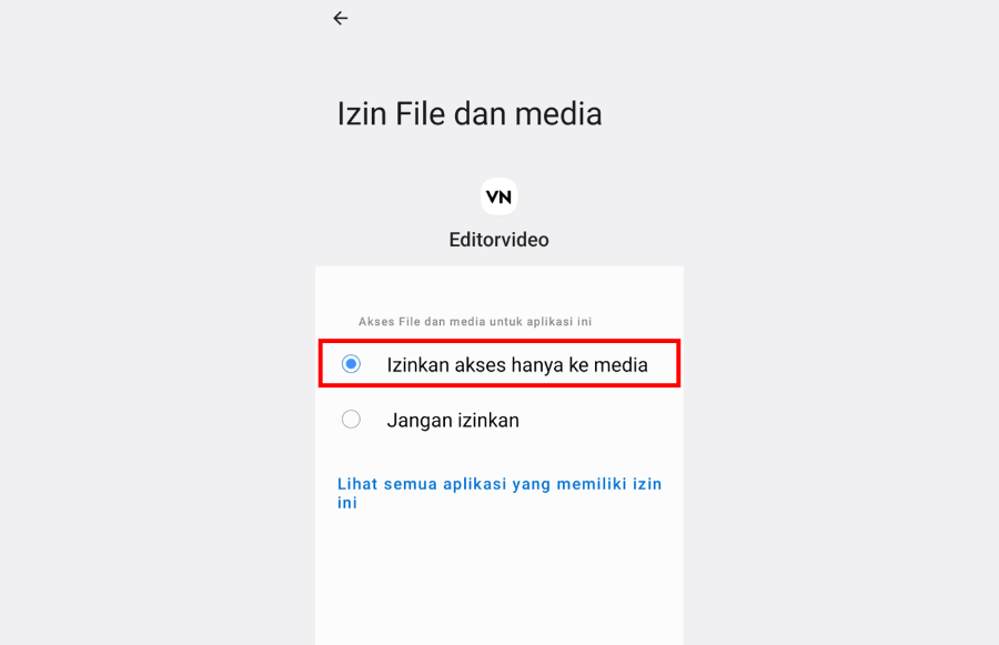 Opsi Izinkan Akses Hanya Ke Media
