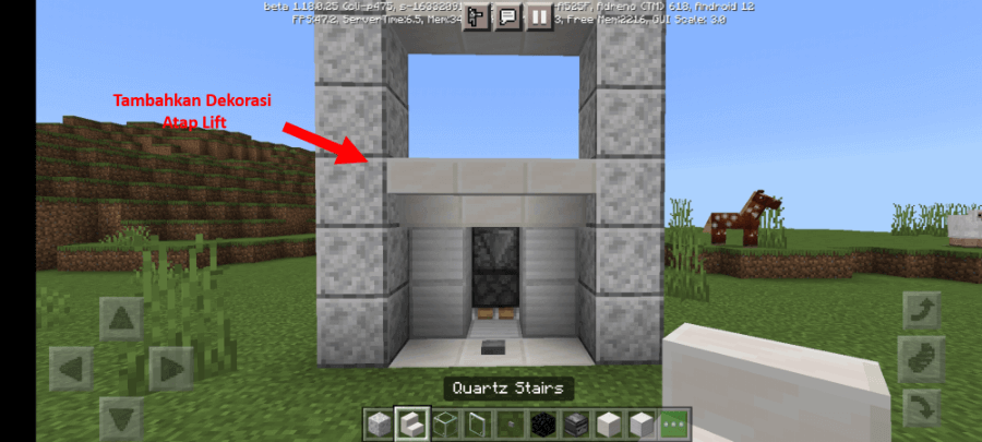 Tambah Atap Pintu Lift di Minecraft