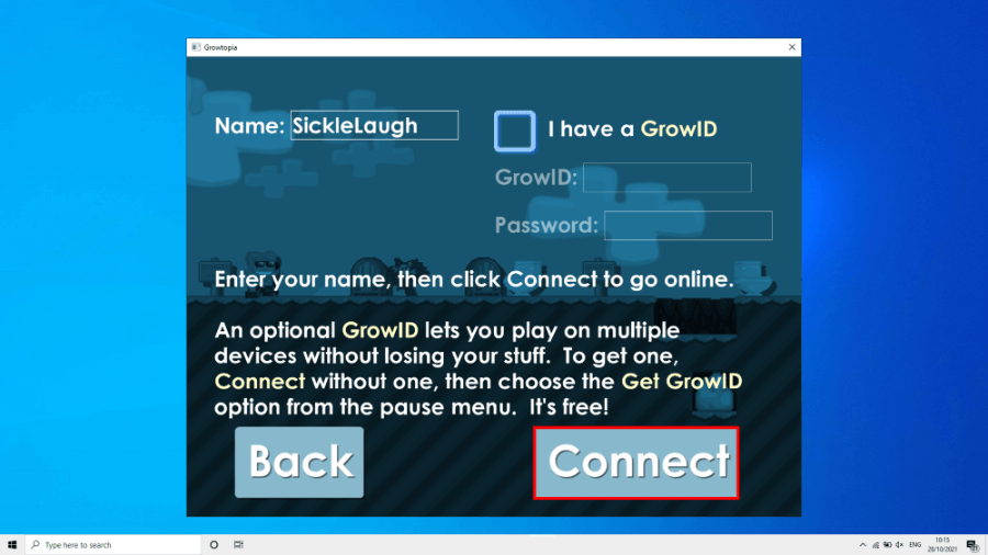 Menu Connect di Growtopia