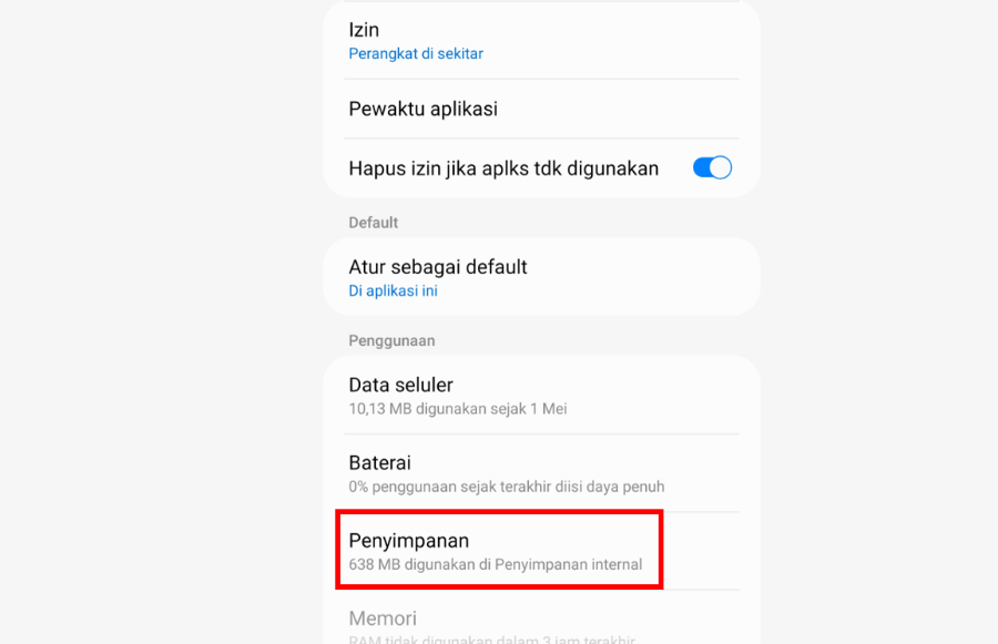 Buka Menu Penyimpanan di HP