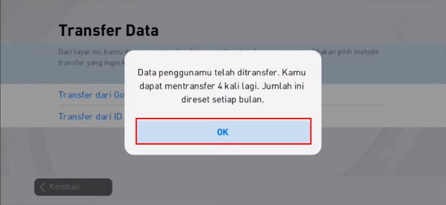 Contoh Selesai Ganti Data Akun Konami