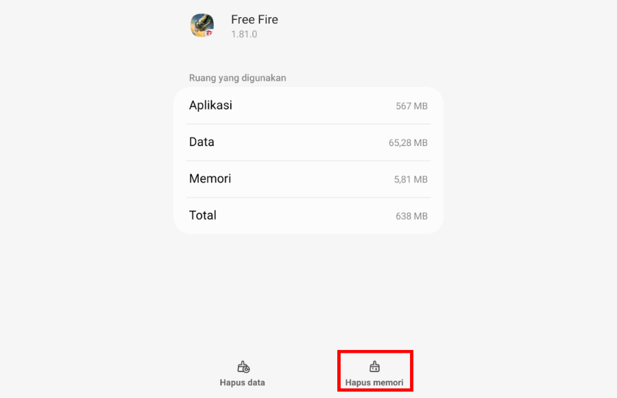 Hapus Memori Game Free Fire