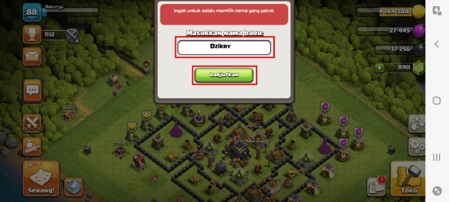 Isi Nama Baru COC