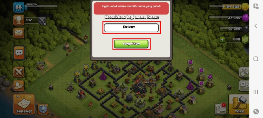 Masukkan Lagi Nama Baru di COC
