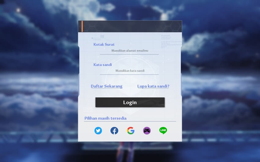 Halaman Login Tower of Fantasy