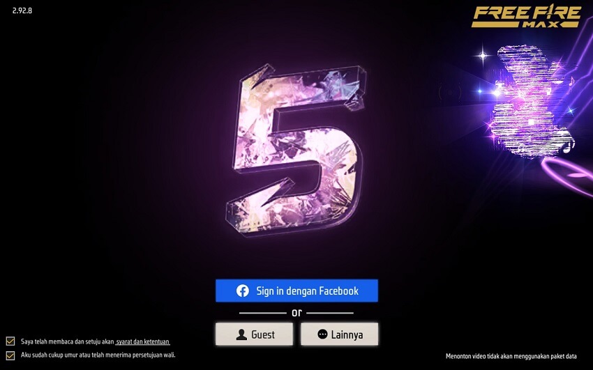 Menu Sign in di FF Max