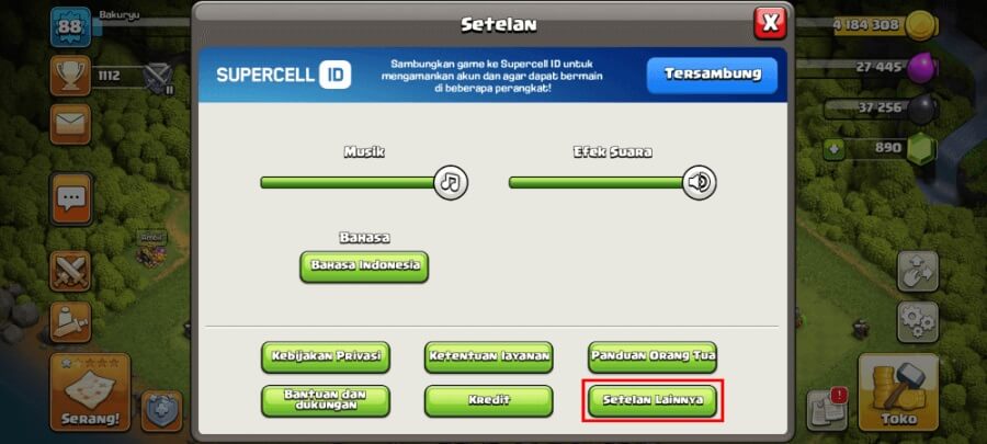 Menu Setelan Lainnya di COC