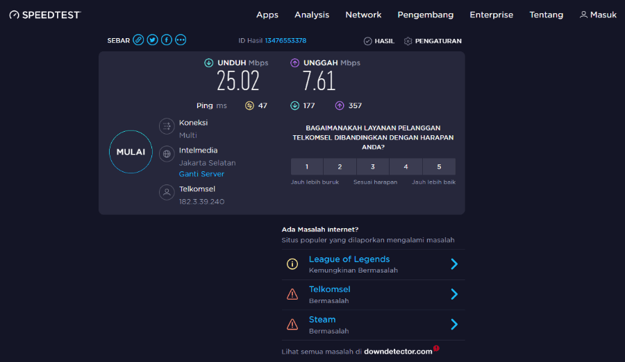 Test Kecepatan Internet HP