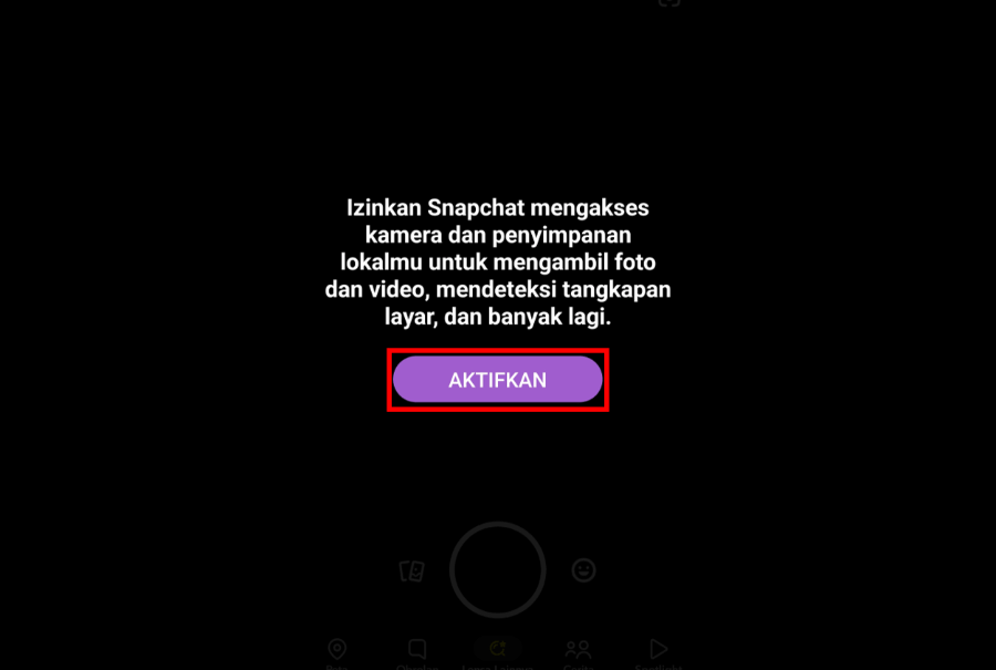 Menu Aktifkan Izin Kamera dan Penyimpanan