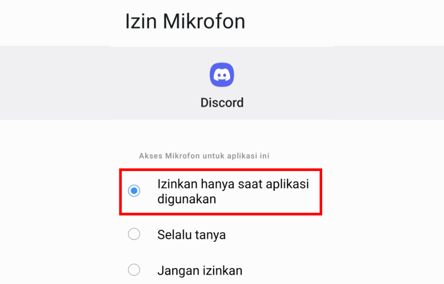 Aktifkan Izin Mikrofon di Discord Mobile