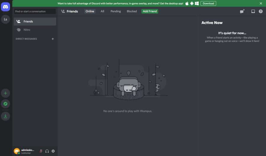 Contoh Berhasil Login Discord Web