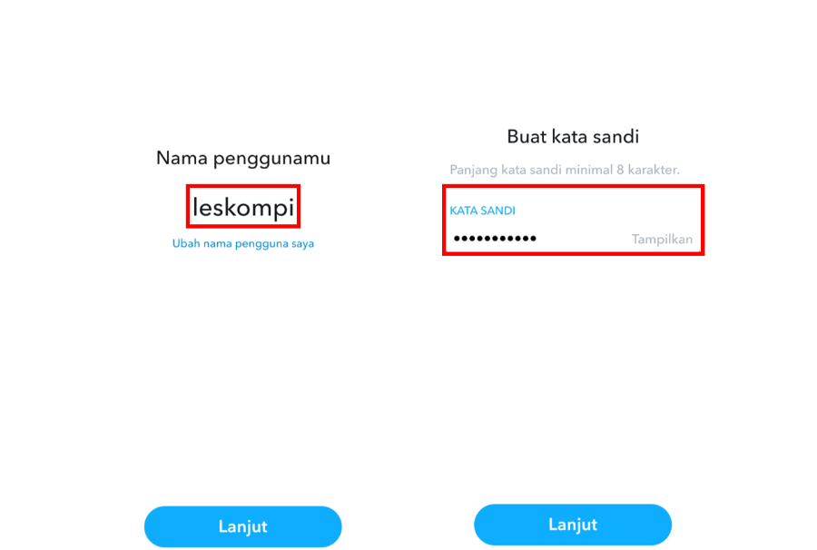 Isi Username dan Password Snapchat