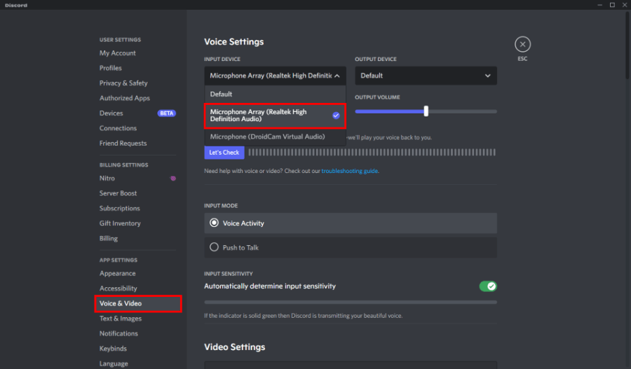 Ganti Input Device di Discord