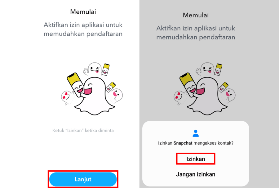 Izin Akses Kontak di Snapchat