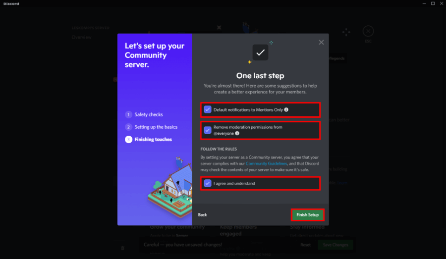 Klik Finish Setup Discord