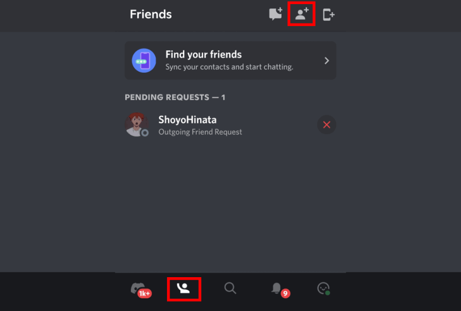 Ketuk Icon Add Friends di Discord