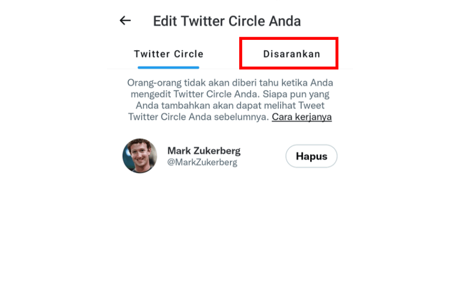 Ketuk Tab Disarankan di Twitter