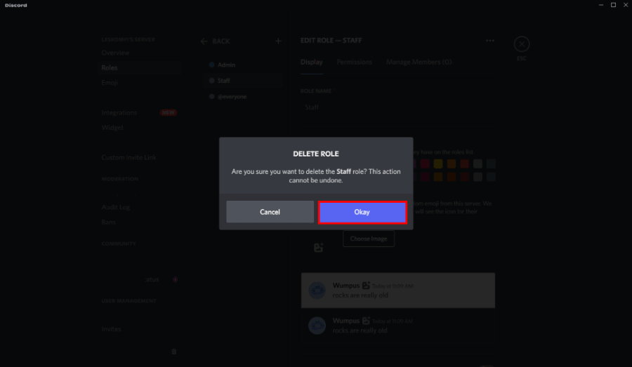 Konfirmasi Penghapusan Role Discord