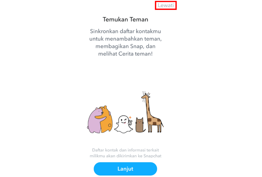 Lewati Sinkronisasi Kontak di Snapchat