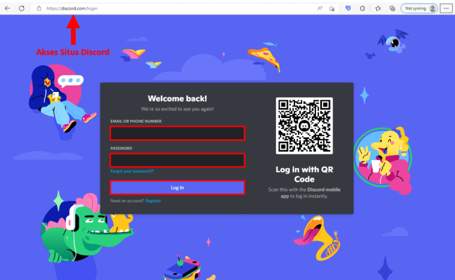 Menu Login Akun Discord Web