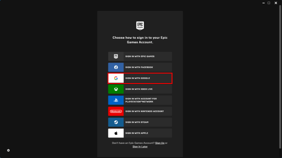 Sign in ke Akun Epic Games
