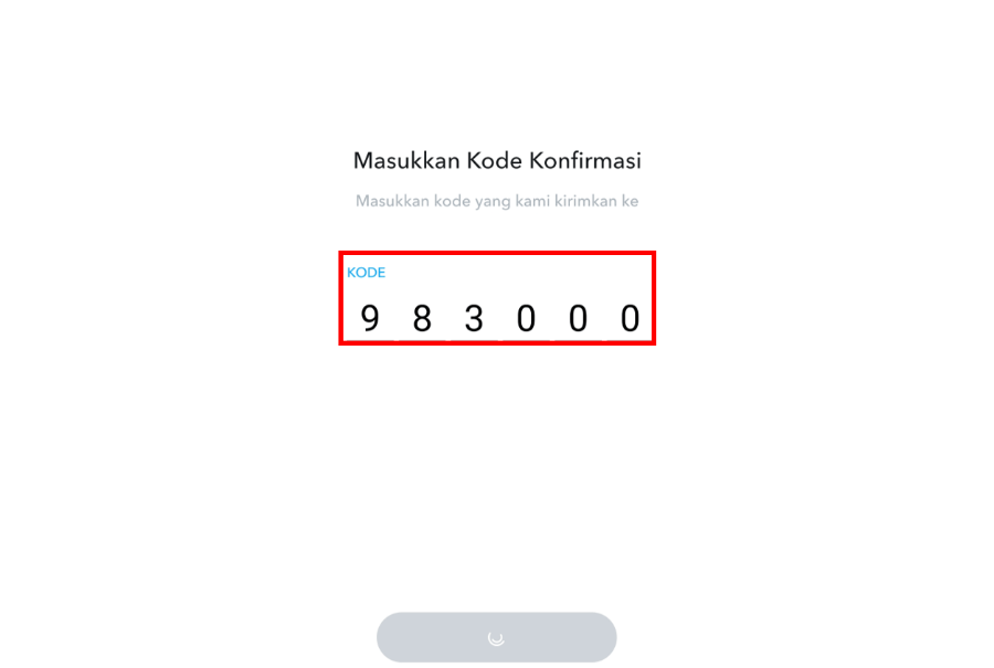 Masukkan Kode Verifikasi di Snapchat