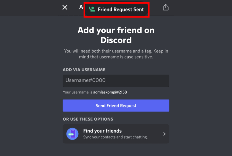Permintaan Teman Discord HP Ditambahkan