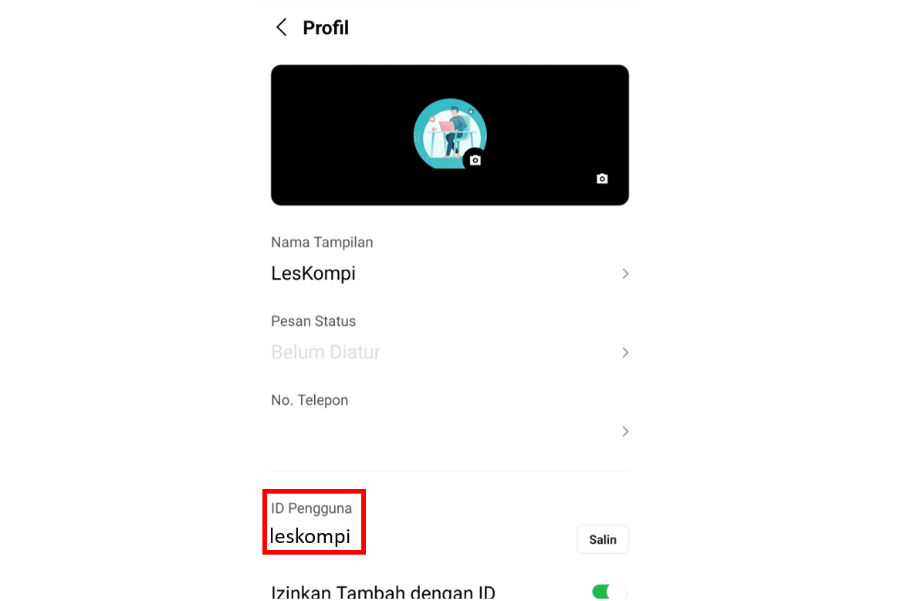Pilih ID Pengguna di Line