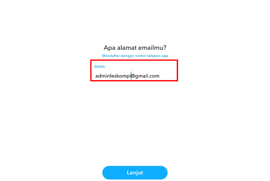 Tautkan Email Aktif di Snapchat