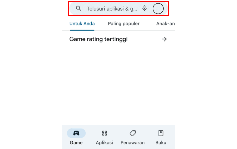 Menu Kolom Pencarian Playstore