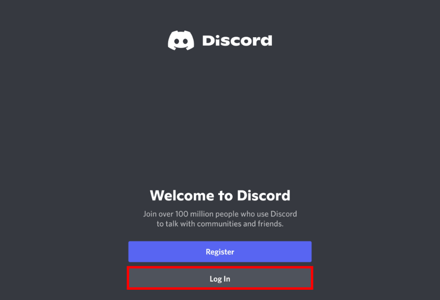 Menu Login Discord