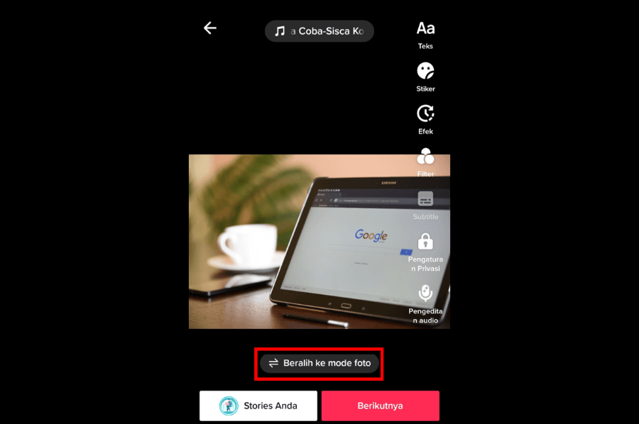 Ubah ke Mode Foto TikTok