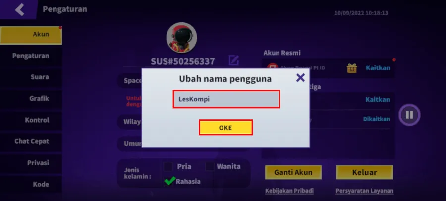 Ubah Nama Pengguna Super Sus