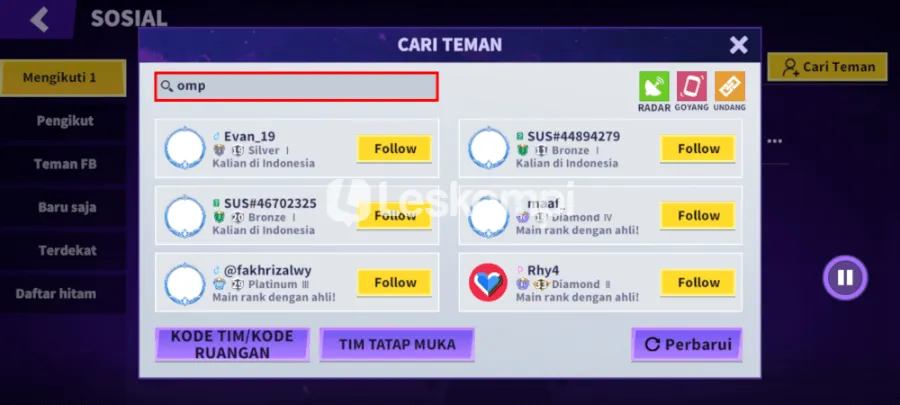 Masukan ID Teman
