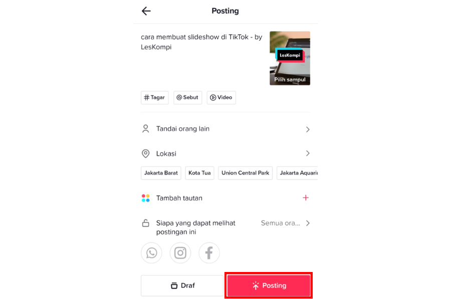 Posting Video di TikTok