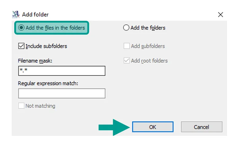 Opsi Add Files in Folder