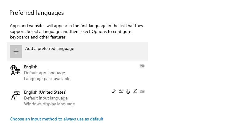 Menu Add Preferred Language