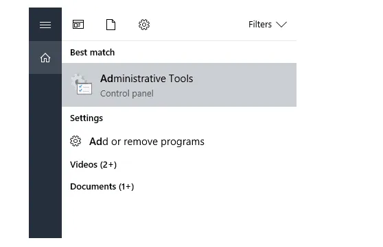 Buka Administrative Tool di Start Menu