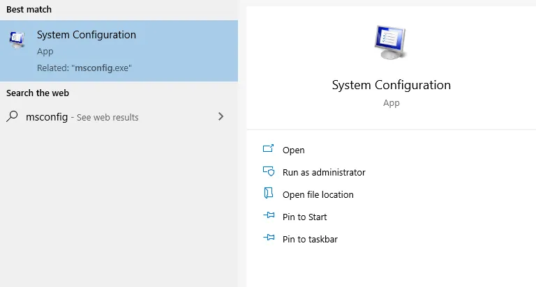 Buka MSConfig