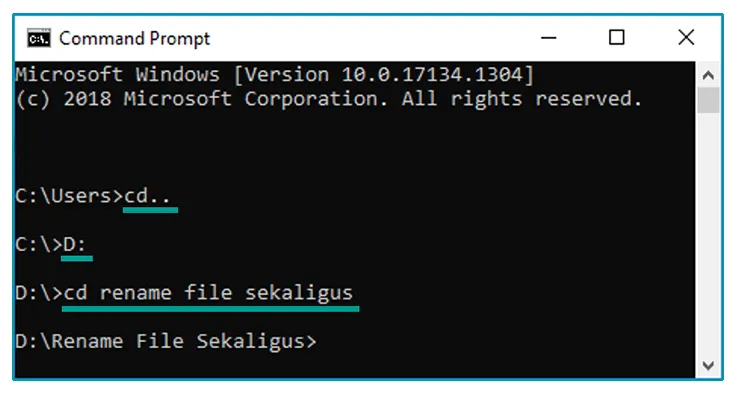 Arahkan CMD ke Folder Rename